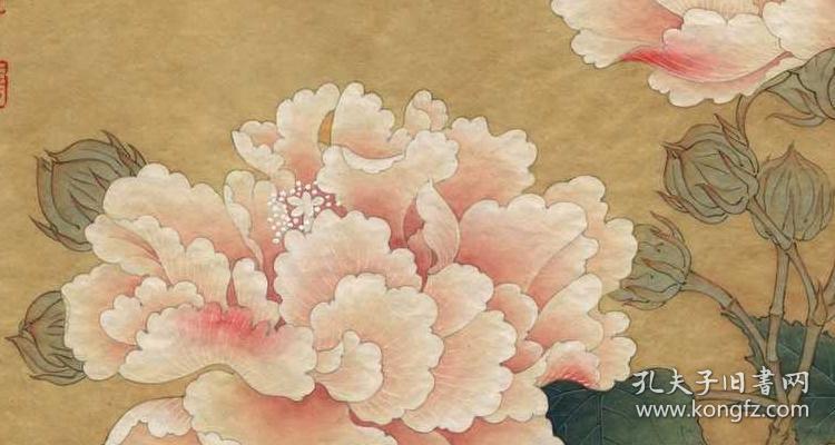 李晓明古风类工笔花鸟作品临红芙蓉图 复制品 画芯 可
