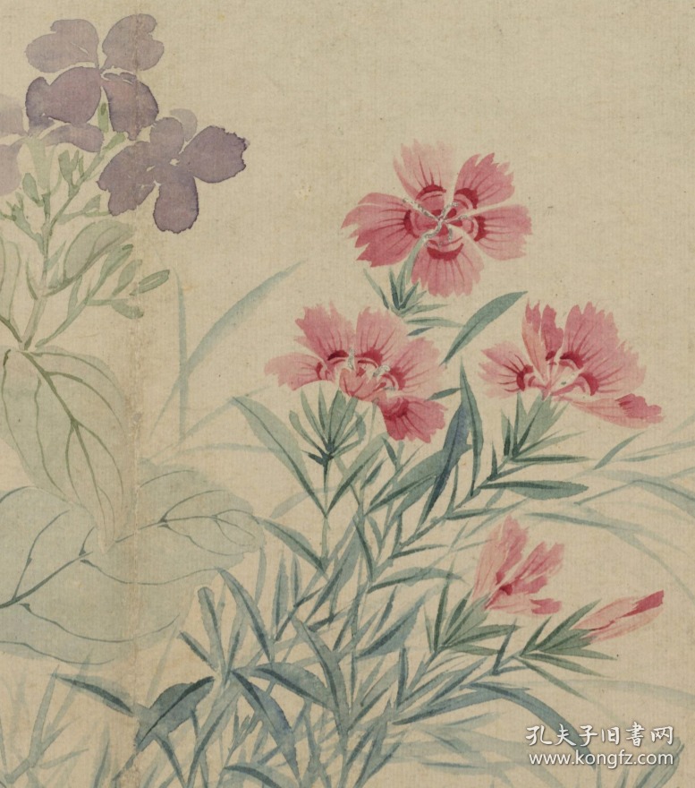 恽寿平-花卉册六 开(纳尔逊.其六页,每页大小约28.5*38.8厘米.