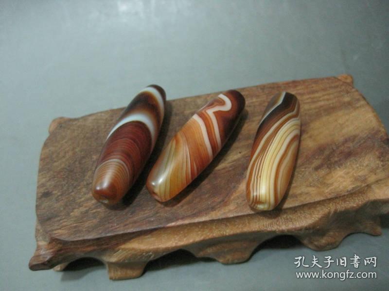 藏传缠丝玛瑙千层丝玛瑙天珠玛瑙勒子三个300元