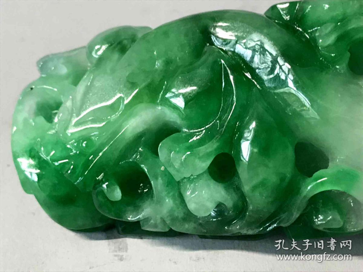 清代天然翡翠冰种手把件147