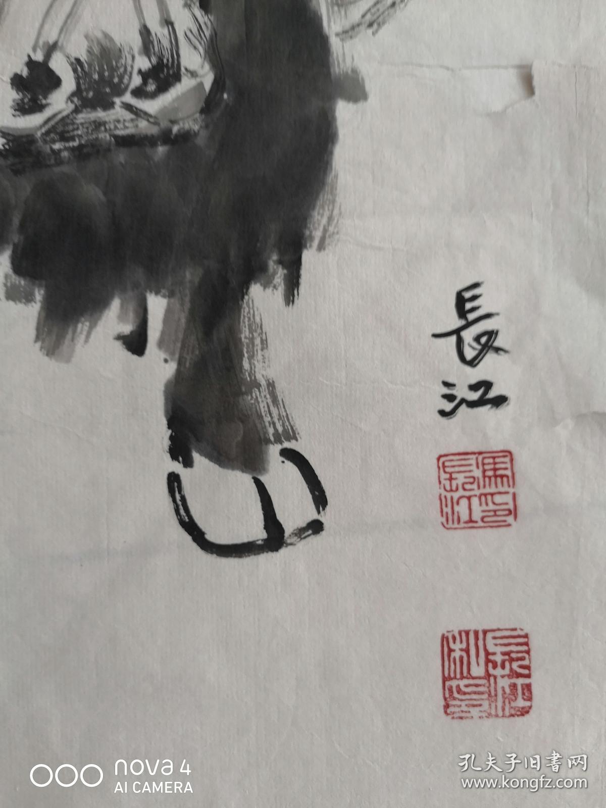 冯长江,手绘,骑马图