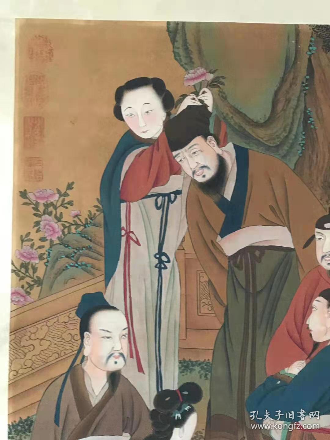 绢本人物三尺立轴中堂画 作者:冷枚 材质:绢本 装裱尺寸:185*62cm 画