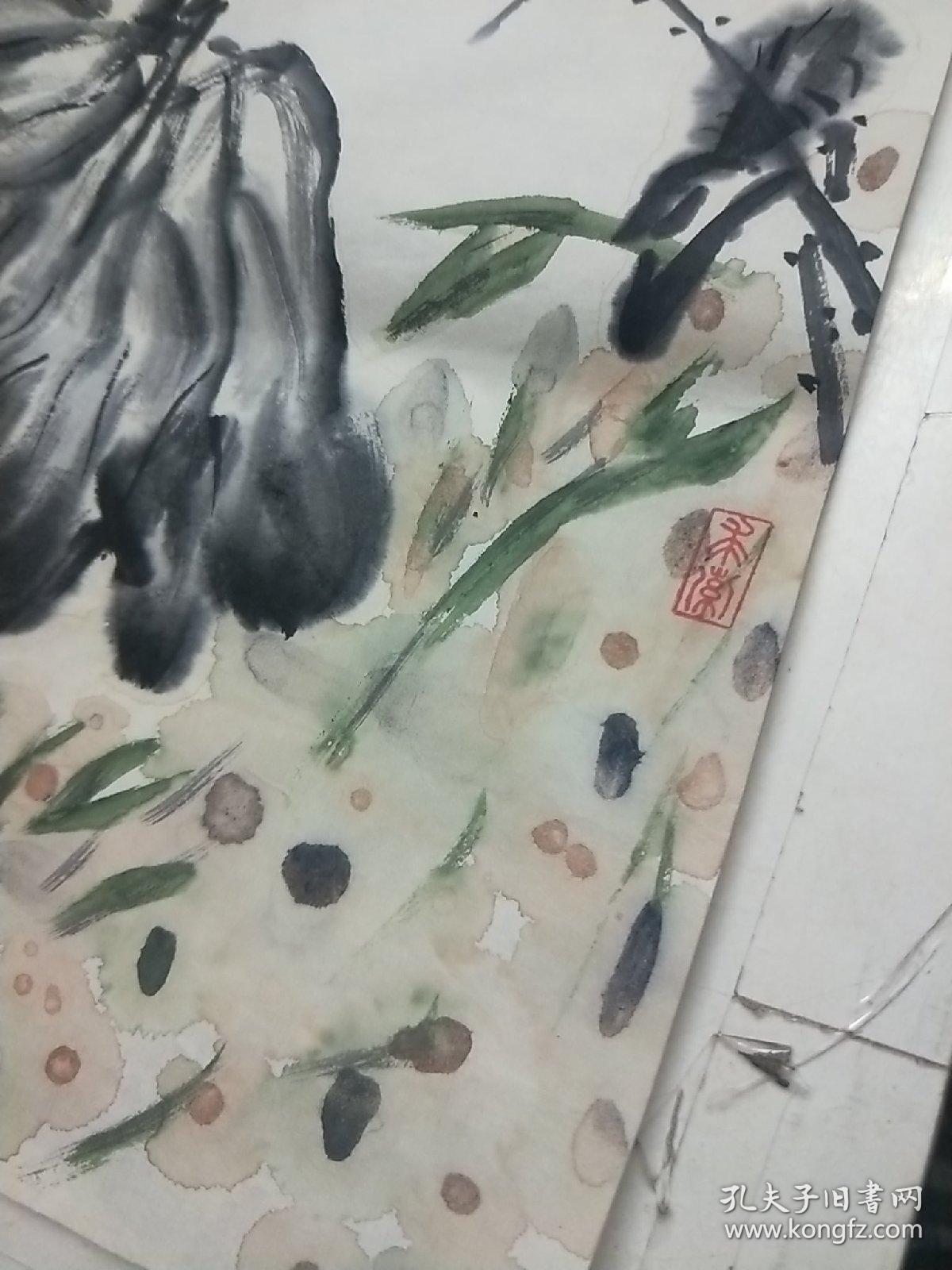 荷花鸰〖陈庆霖 水墨画