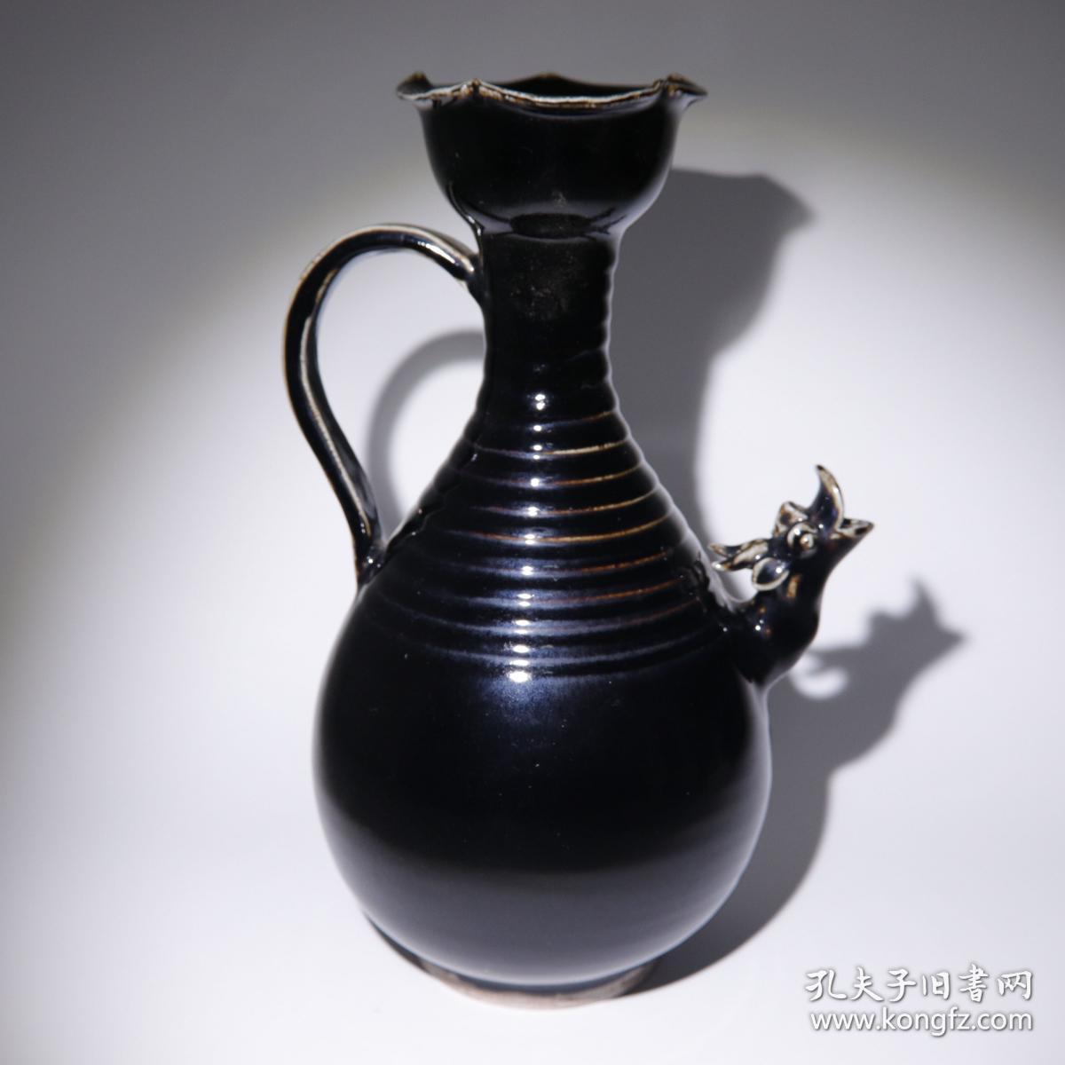 古董古玩收藏老物件定窑龙嘴壶瓷器黑定瓷