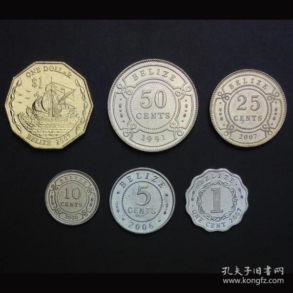 【美洲】外国硬币 伯利兹硬币6枚大全套 全新品相