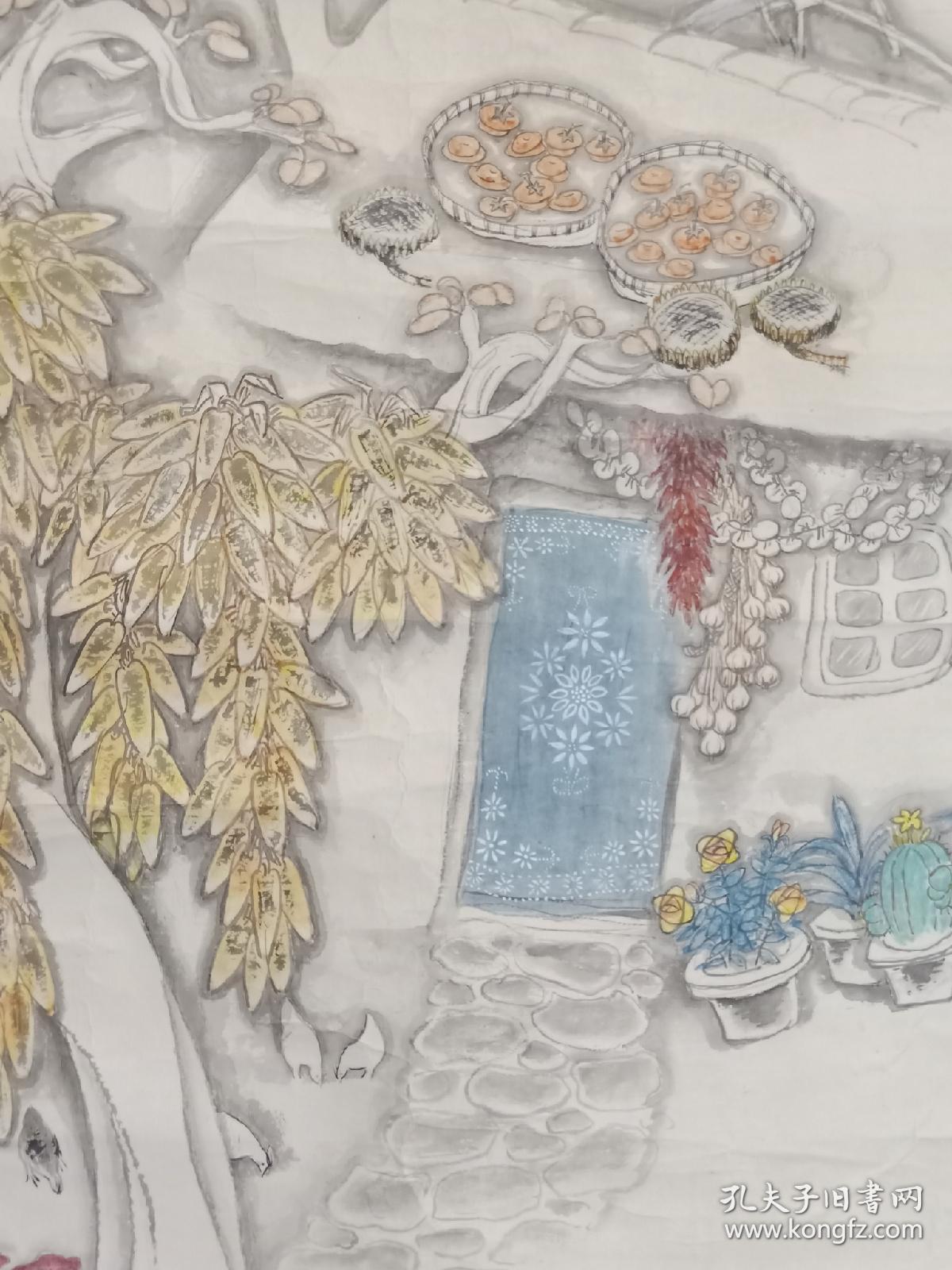 保真书画,画家赵耘生创作的一幅乡情浓郁