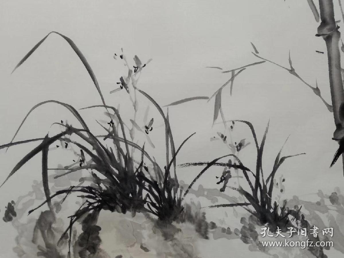 保真书画,蚁桂洲(一草)先生四尺整纸国画《玉竹香兰》