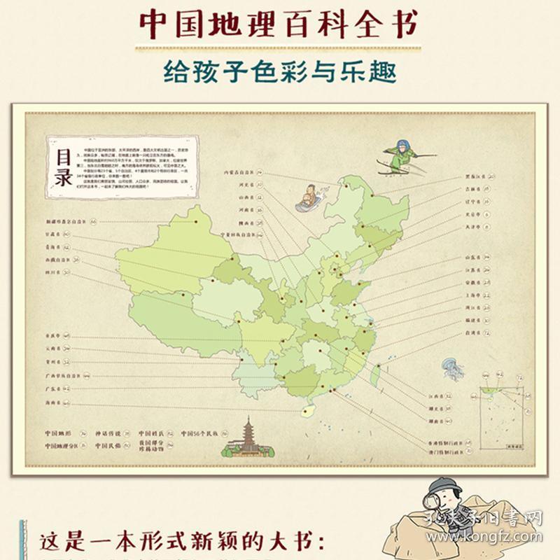 手绘中国地理地图 儿童版小学生的手绘分省知识34个区