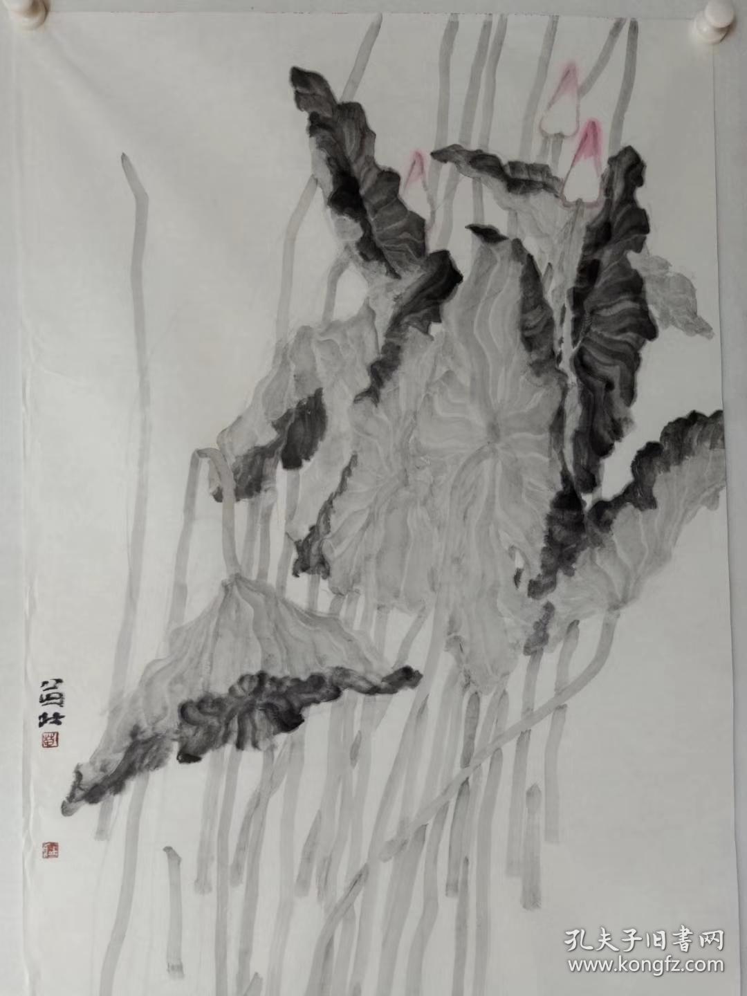 保真书画,当代新水墨,陕西国画院专业画家苗壮四尺整纸国画一幅,展览