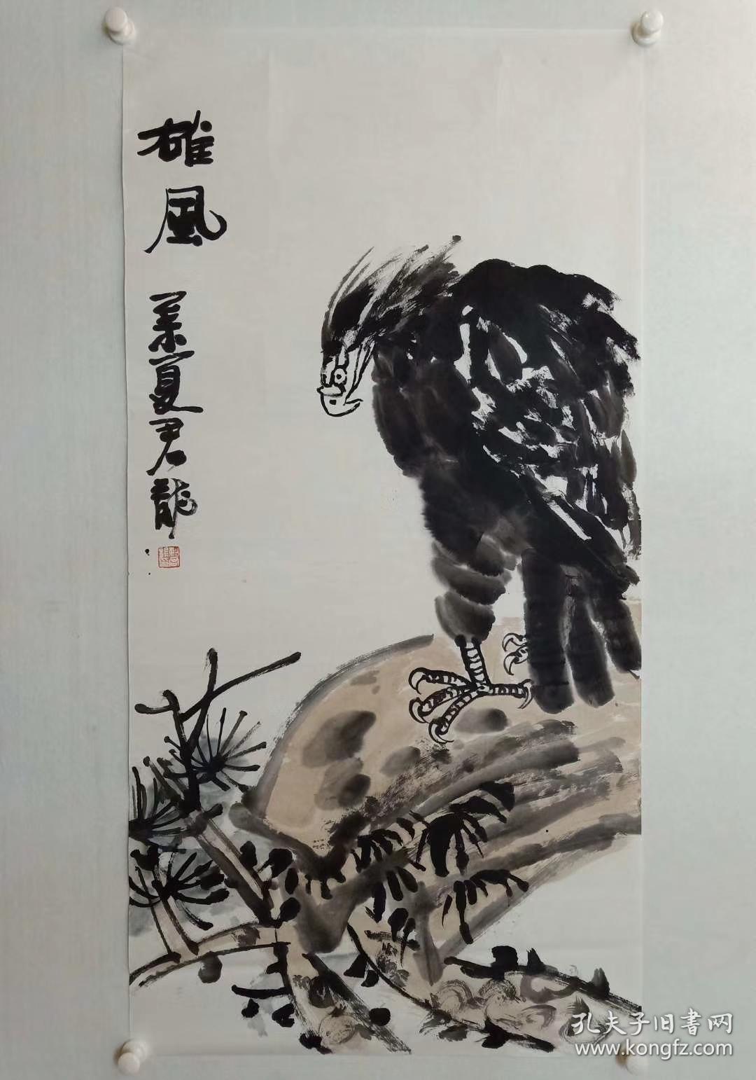 保真,当代优秀画家黎君龙国画一幅,尺寸138×69cm