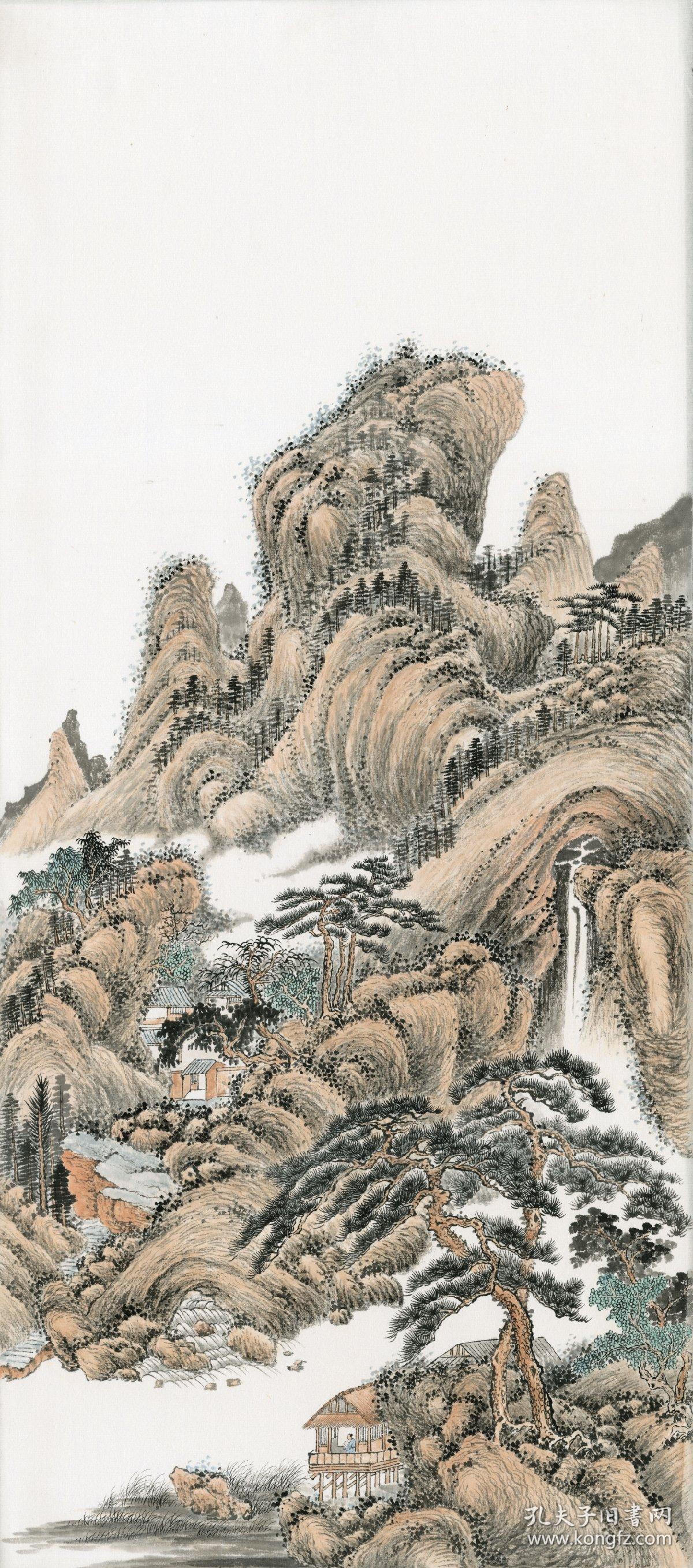 无款仿王蒙九夏松风图纯手绘仿古山水画