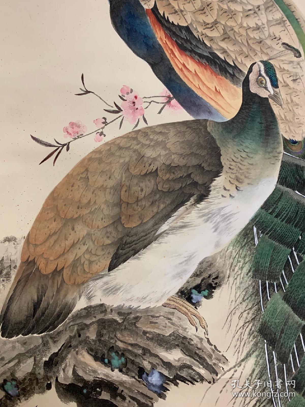 刘奎龄〈孔雀〉,134x69 ,精品.买家自鉴