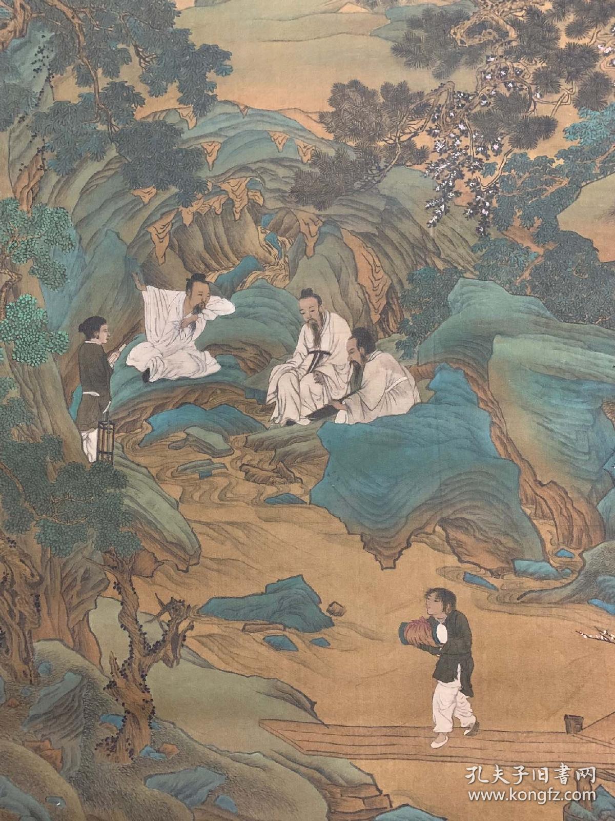 仇英,款〈桃源仙境图〉,绢本尺寸167x63 ,精品 .