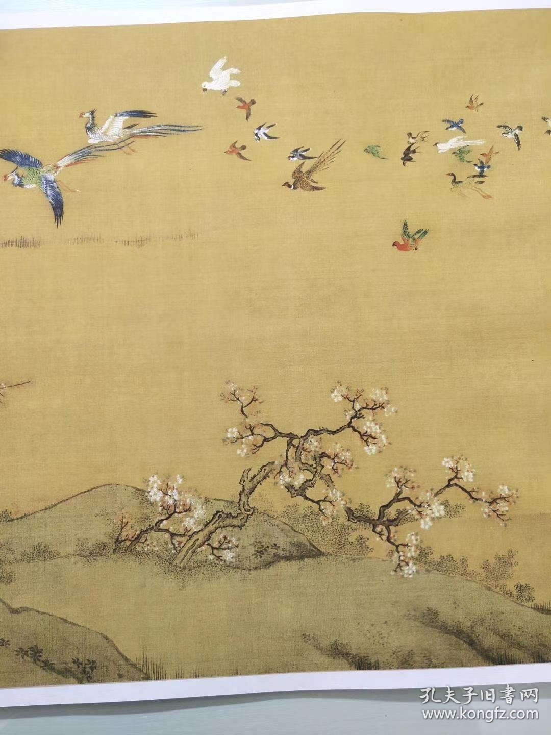 清 沈铨 百鸟朝凤图 宫廷画派工笔花鸟画长卷装饰画高清微喷复制