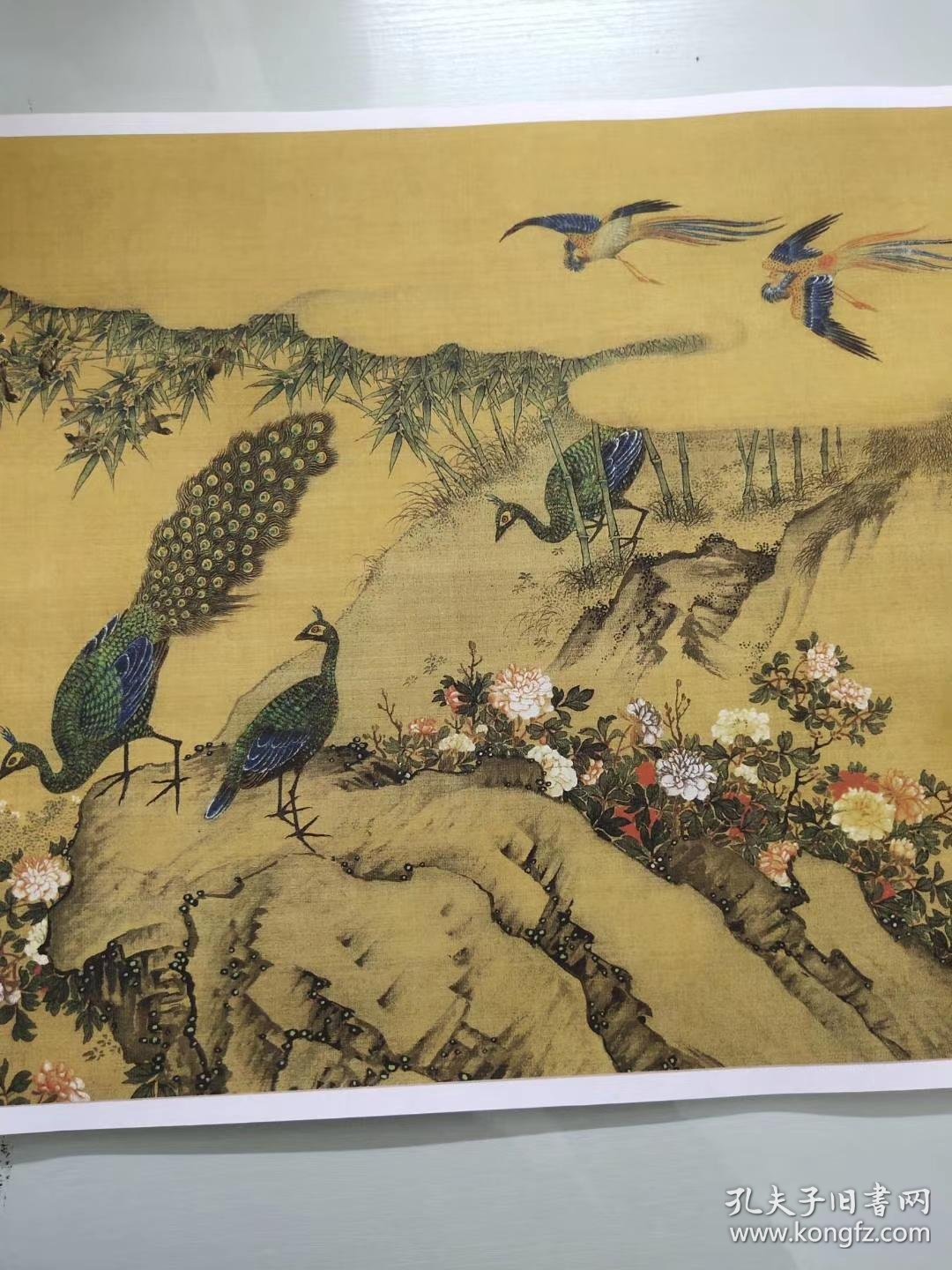 清 沈铨 百鸟朝凤图 宫廷画派工笔花鸟画长卷装饰画高清微喷复制