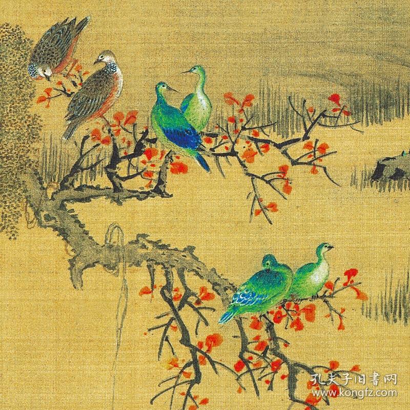 清 沈铨 百鸟朝凤图 宫廷画派工笔花鸟画长卷装饰画高清微喷复制
