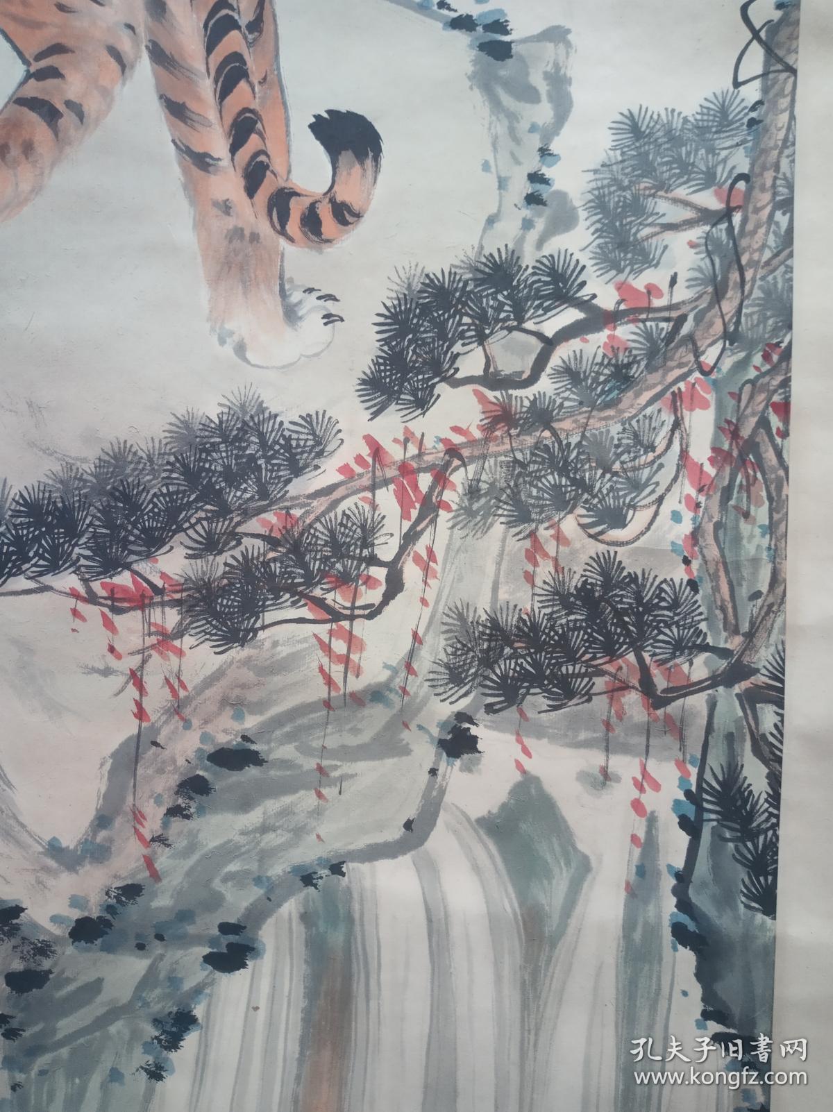 民国江苏泰州兴化著名画家朱恒(奇云)精品 虎啸图轴 原装原裱 识者藏