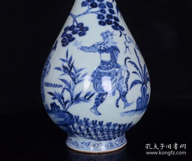 元青花人物蒙恬将军故事纹玉壶春瓶