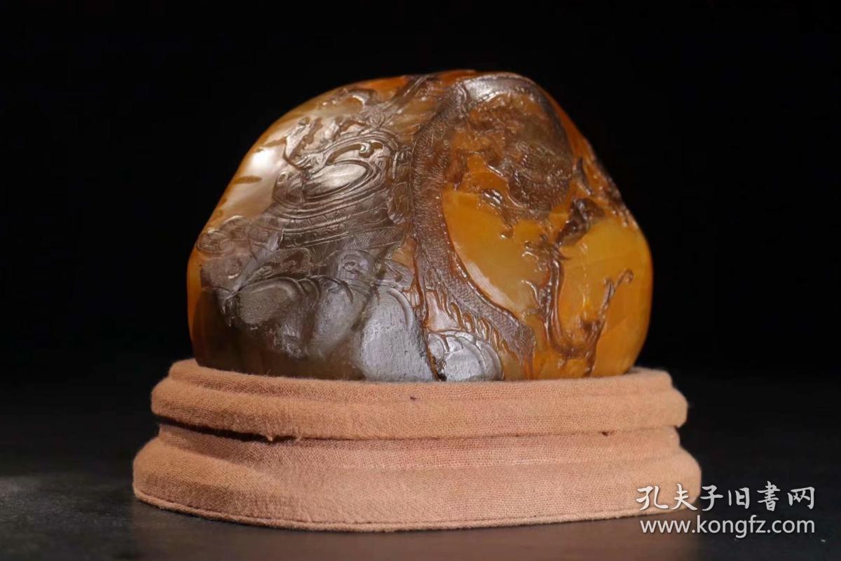 晚清 寿山田黄石乌鸦皮摆件