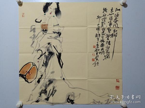 保真,我国当代水墨,优秀画家白野夫先生人物画精品一幅,尺寸68.5×68.