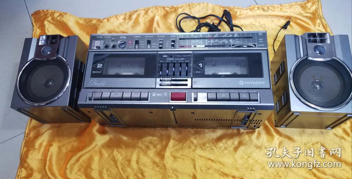 收录机日本原装日立牌hitachitrkw3w立体声双卡分离式高档收录音机
