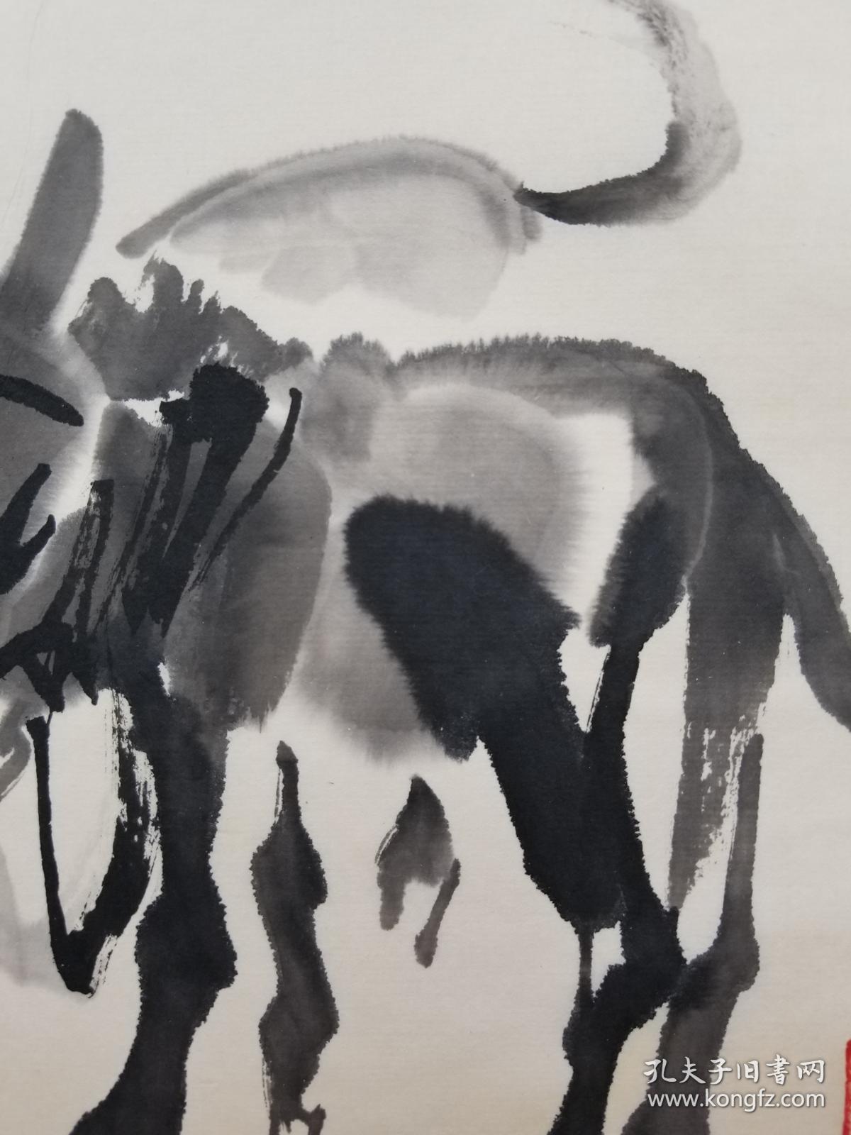 中国画艺术大师,社会活动家,收藏家黄胄小品一幅《驴》,(款识钤印)