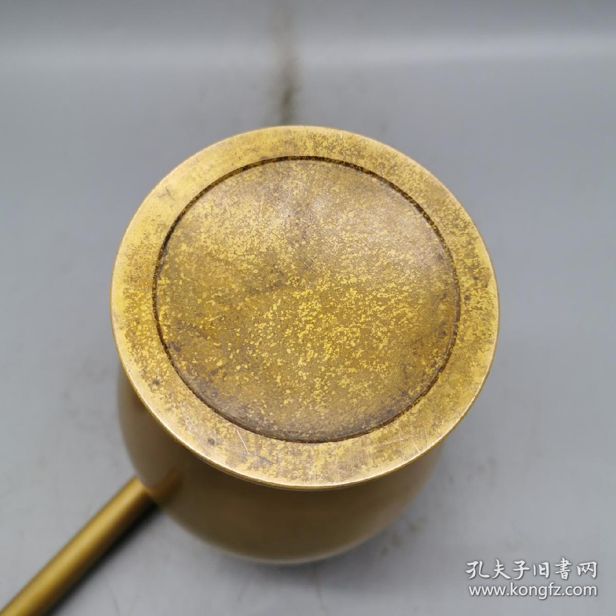 古玩铜器收藏,黄铜捣药罐(大,古代捣药罐,代代喜相传,形制端正,包浆