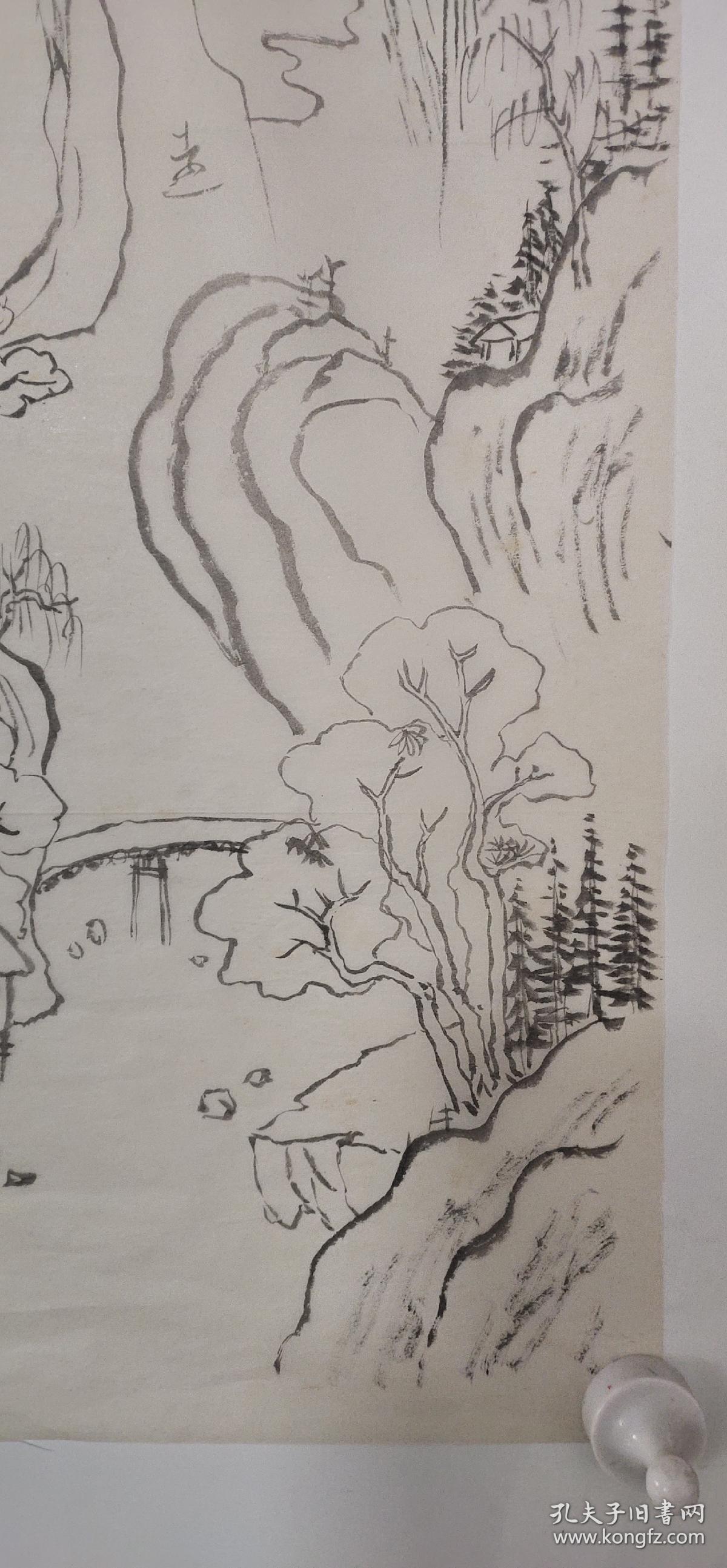 回流老画手绘名家画稿山水图软片d4137