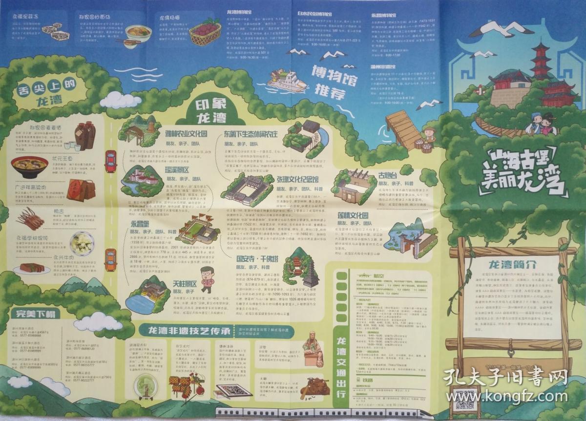 温州市龙湾区旅游手绘地图42乘56cm 温州市龙湾区旅游