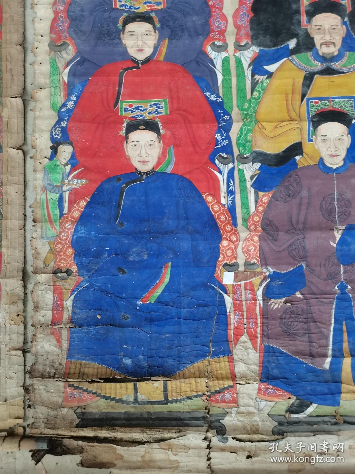 清代祖宗画清代人物画像官员画像三代同堂