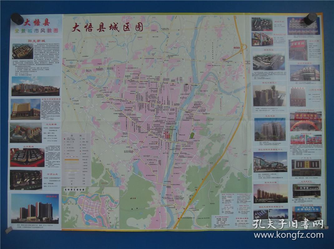 大悟县全景城市风貌图 区域图 城区图 对开地图
