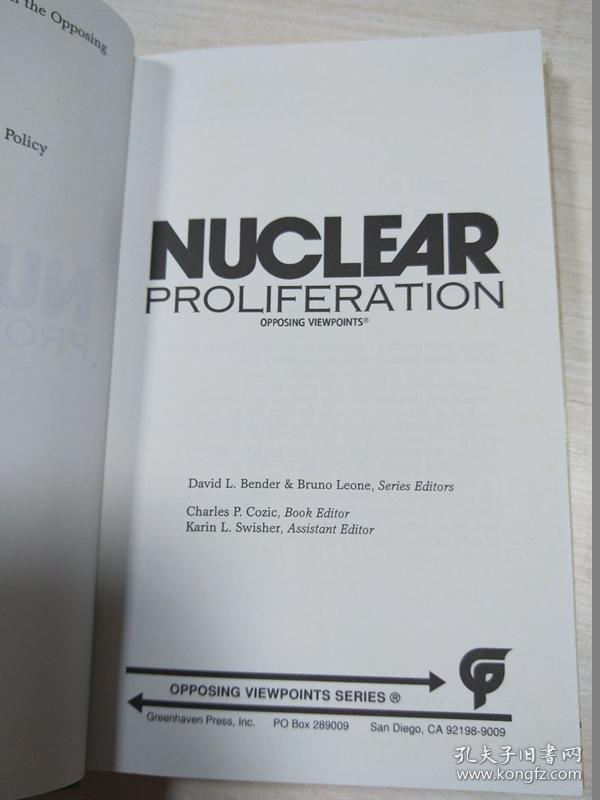 nuclear proliferation,nuclearplant nuclear proliferation【精装,馆藏 自然旧】