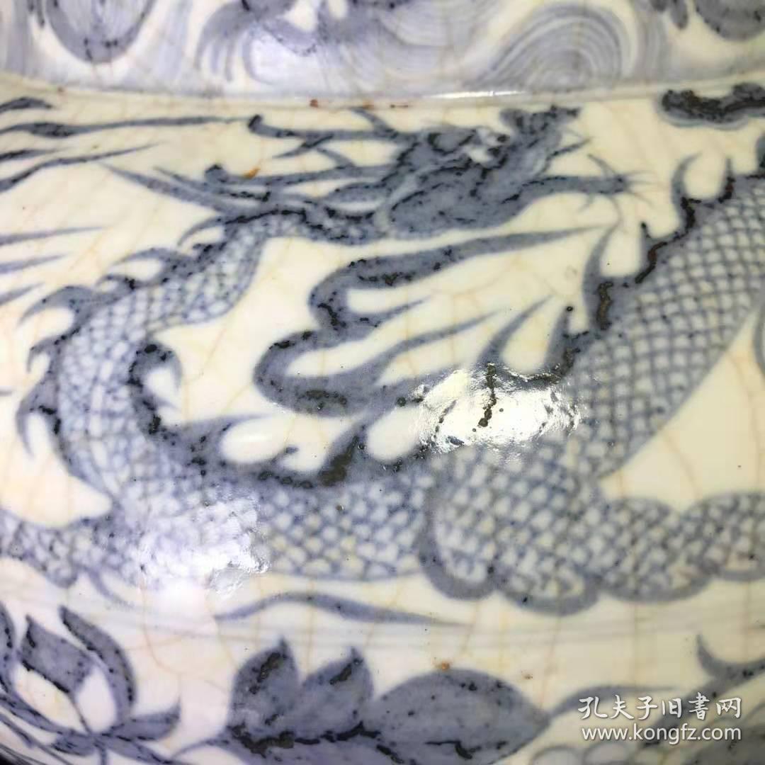 元青花开片缠枝牡丹纹罐26.5x32厘米luo