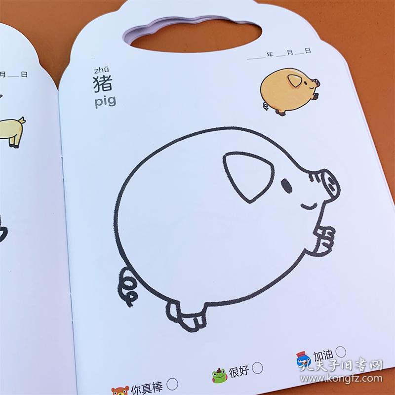 阳光宝贝 彩虹涂色书 动物 1-3岁幼儿早教启蒙画画涂色书 看图识字卡