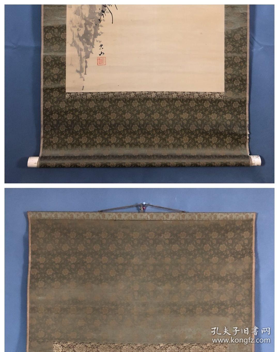 日本挂轴老画 装裱尺寸182/66 画面尺寸119/50.