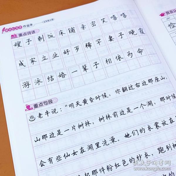 五年级上册写字作业本一边写一边学标准楷书描红字帖