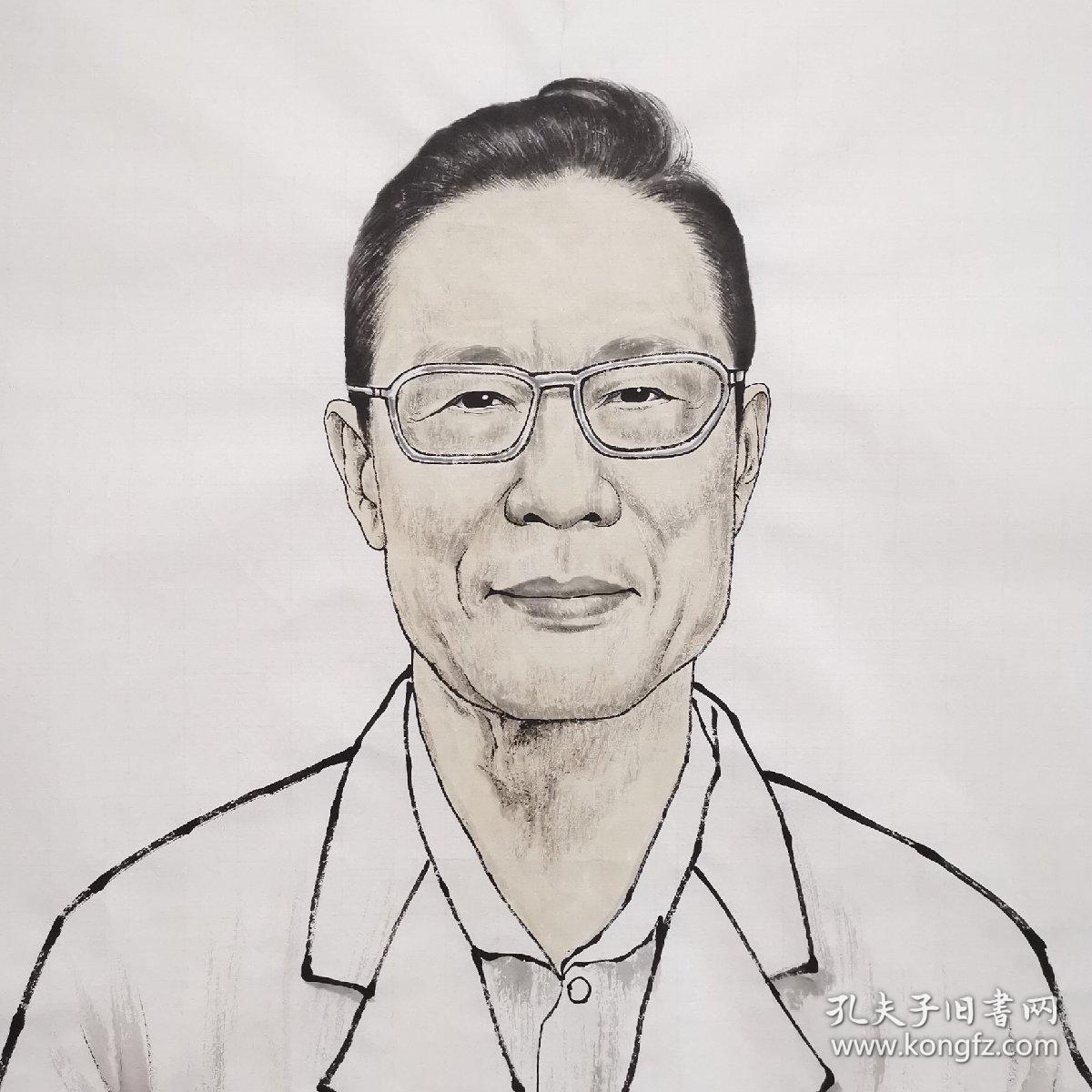 中国工程院院士钟南山画像,名家国画作品真迹,无签名