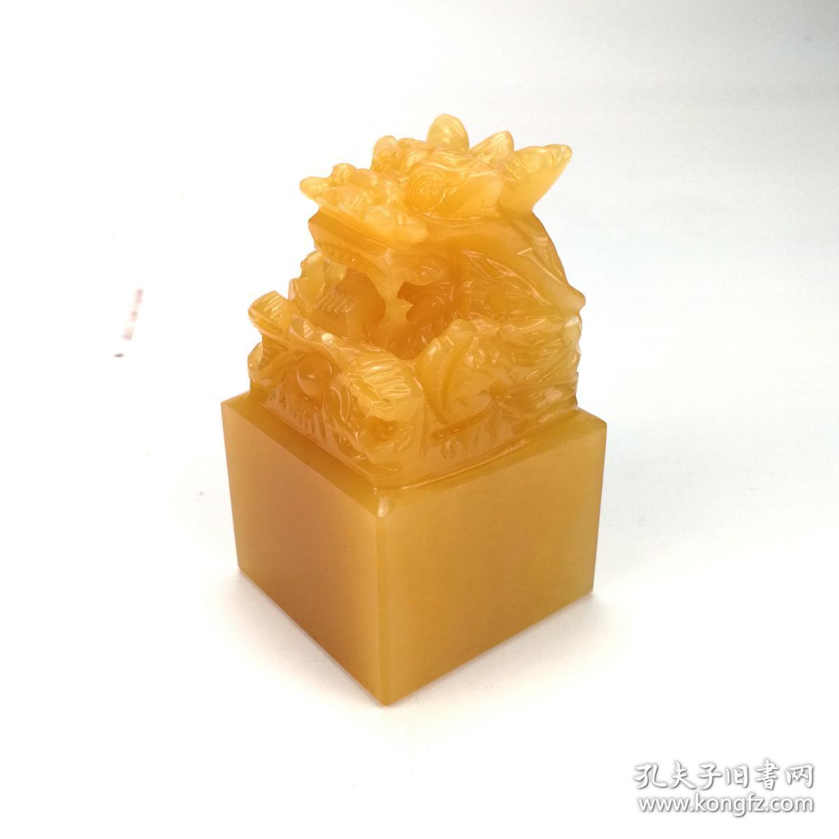 天然米黄玉盘龙仿古玉石方章传国玉玺印章乾隆皇帝故宫玉玺印章