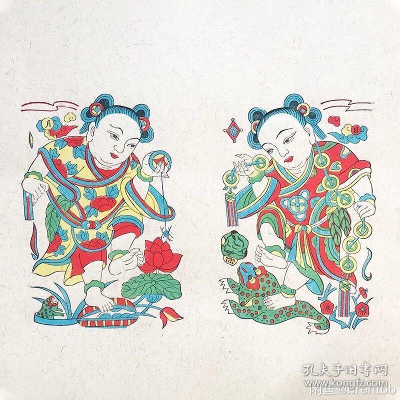 姑苏桃花坞苏州桃花坞木刻年画门神宣纸单片