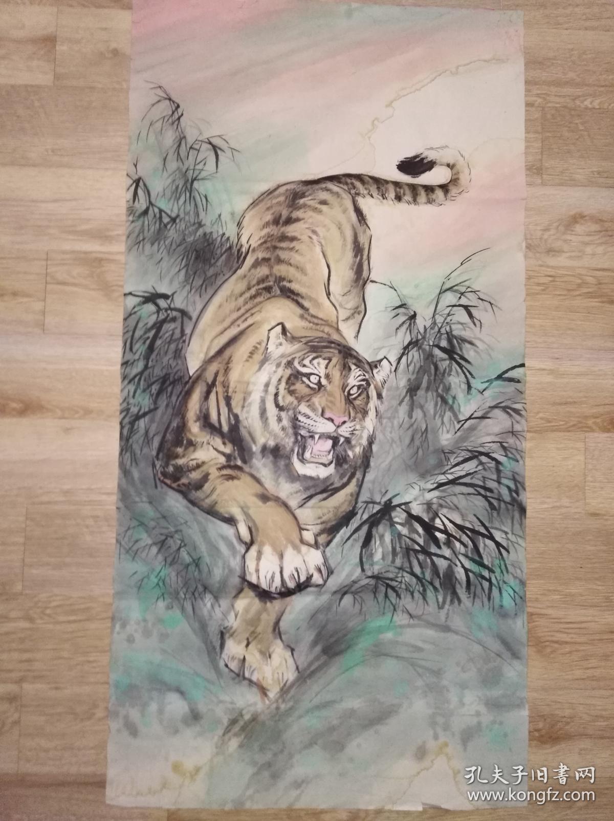 国画虎 老虎 小写意画 四尺整张