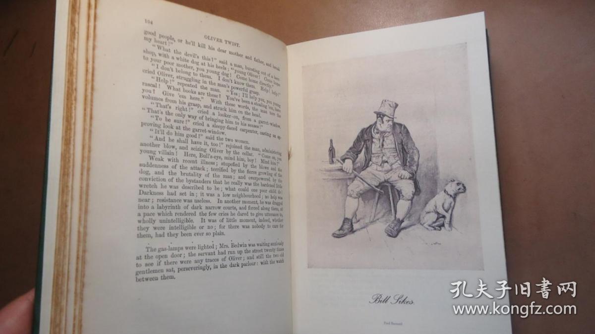 1892年charles dickens :oliver twist 狄更斯《雾都孤儿》绿色压纹布