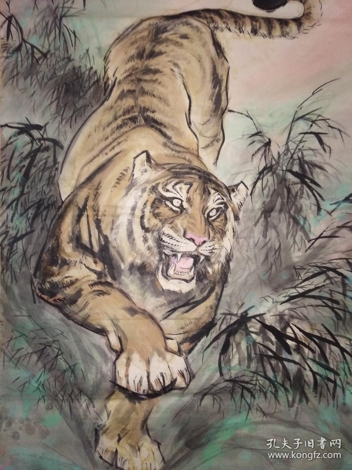 国画虎 老虎 小写意画 四尺整张