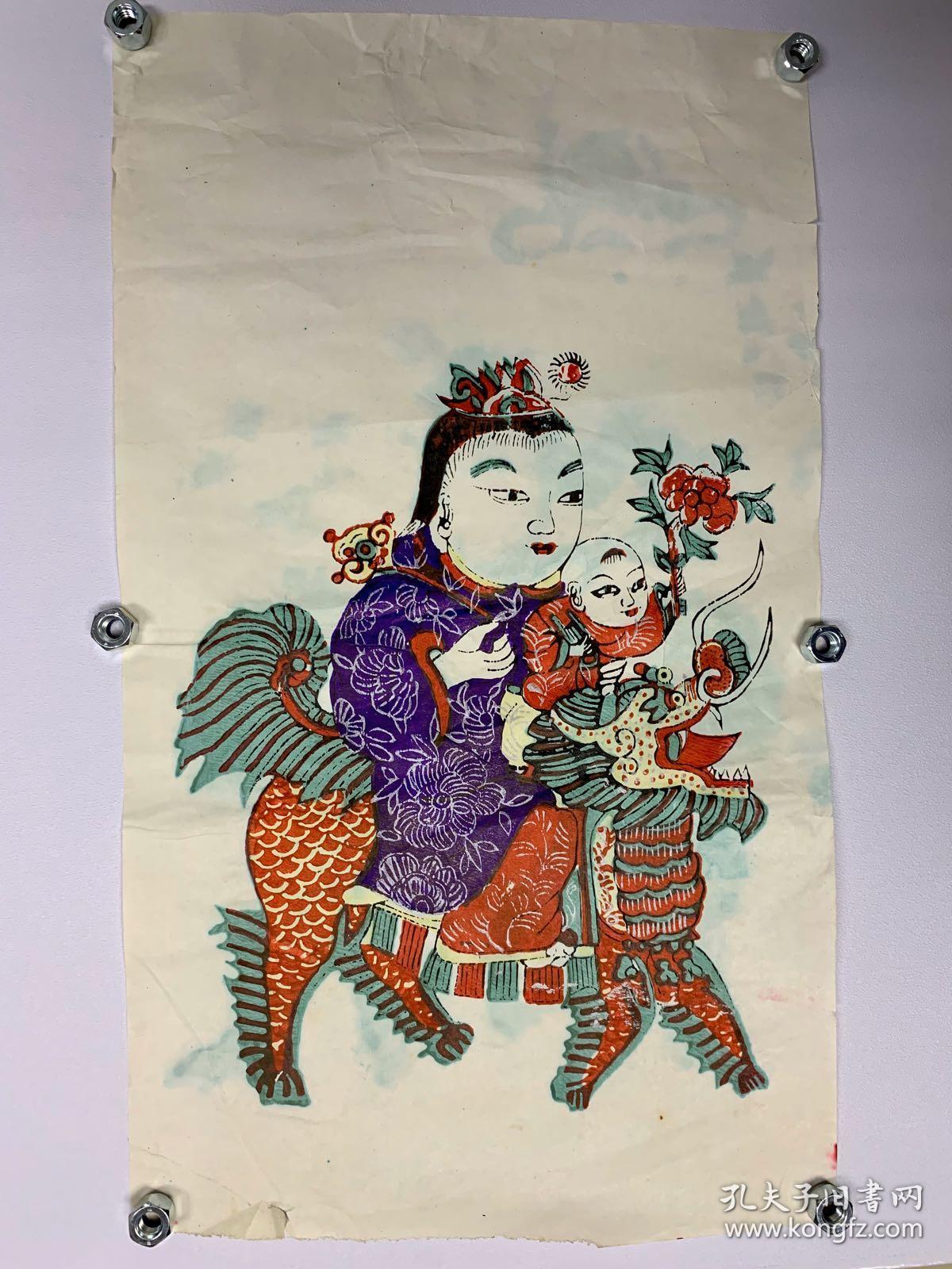 南通木版年画 门画 非物质文化遗产 纯手工刻版套印 八十年代