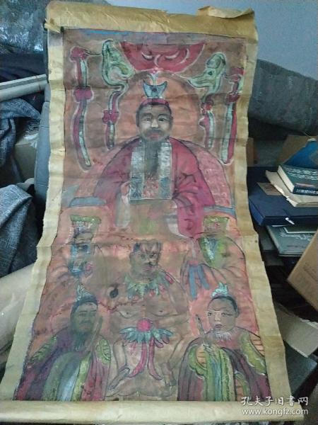古老 道观 张天师像.彩绘画像,气象庄严,法力无穷,道教法师必备.