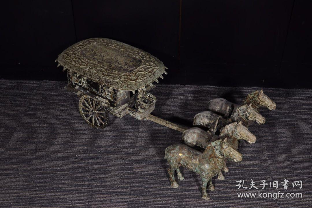旧藏 铜辒辌车摆件