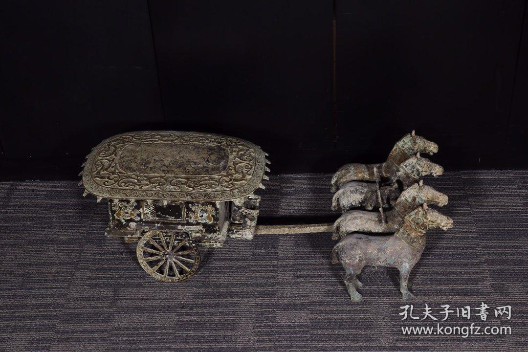 旧藏 铜辒辌车摆件