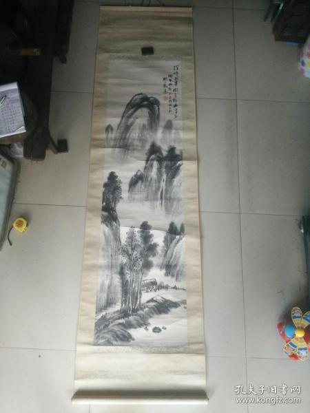 戴克昌(清末河南著名画家)原装老裱山水条幅,尺寸151*37cm