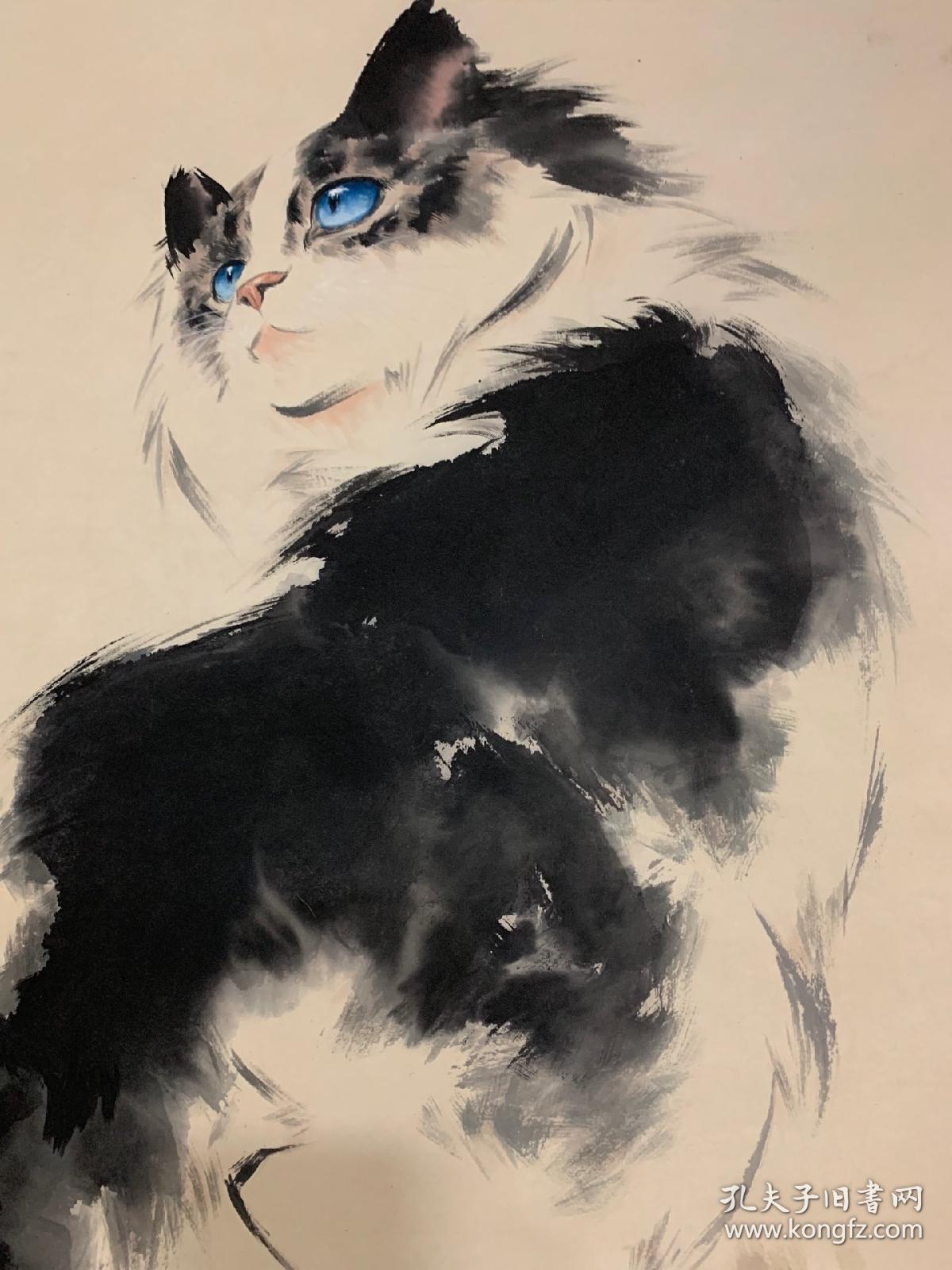 刘继卣款〈猫〉,尺寸89x60 .