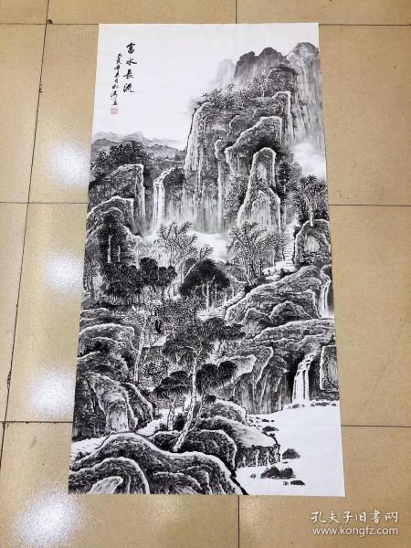 中国书法美术家协会理事曾松涛老师四尺水墨山水【富水长流】尺寸140*