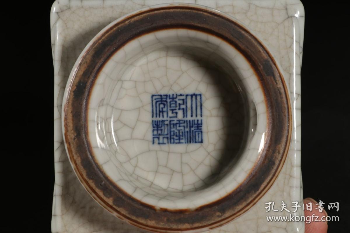 清代,"大清雍正年制"仿哥釉琮式瓶